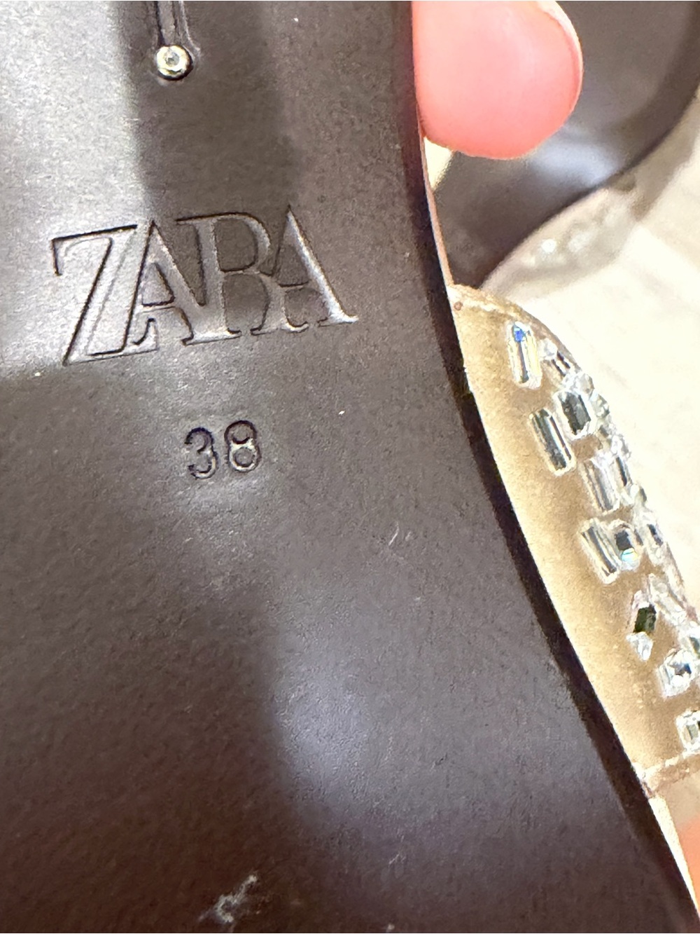 NWOT 🎉 Zara Cream Crystal-Embellished Strappy Heeled Mules. Size 38 - Picture 12 of 14